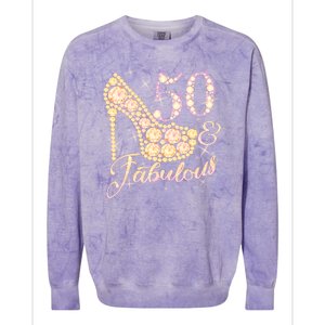 Fabulous & 50 Sparkly Heel 50th Birthday Colorblast Crewneck Sweatshirt