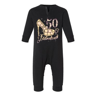 Fabulous & 50 Sparkly Heel 50th Birthday Infant Fleece One Piece