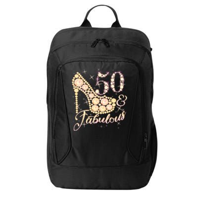 Fabulous & 50 Sparkly Heel 50th Birthday City Backpack