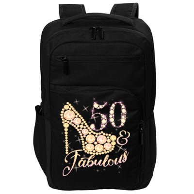 Fabulous & 50 Sparkly Heel 50th Birthday Impact Tech Backpack