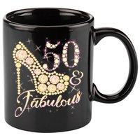 Fabulous & 50 Sparkly Heel 50th Birthday 11oz C Handle Ceramic Mug