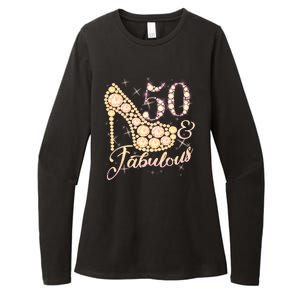 Fabulous & 50 Sparkly Heel 50th Birthday Womens CVC Long Sleeve Shirt