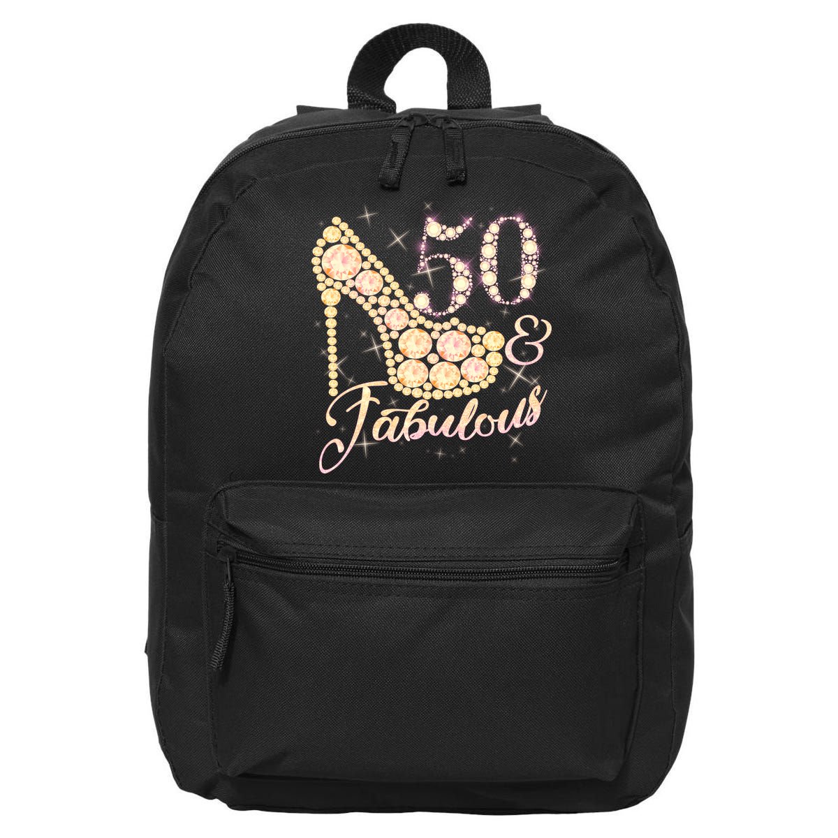 Fabulous & 50 Sparkly Heel 50th Birthday 16 in Basic Backpack