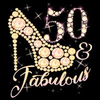 Fabulous & 50 Sparkly Heel 50th Birthday Women's Crop Top Tee