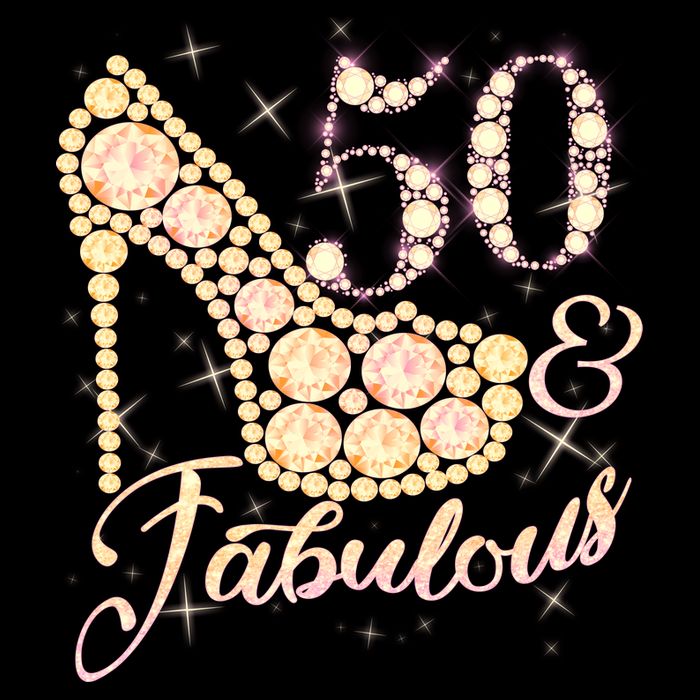 Fabulous & 50 Sparkly Heel 50th Birthday Women's Crop Top Tee