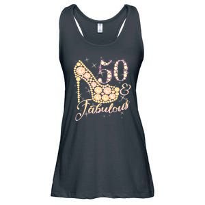 Fabulous & 50 Sparkly Heel 50th Birthday Ladies Essential Flowy Tank