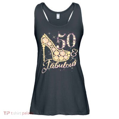 Fabulous & 50 Sparkly Heel 50th Birthday Ladies Essential Flowy Tank