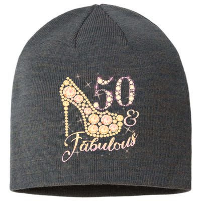 Fabulous & 50 Sparkly Heel 50th Birthday Sustainable Beanie