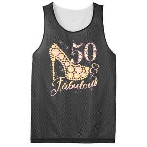 Fabulous & 50 Sparkly Heel 50th Birthday Mesh Reversible Basketball Jersey Tank