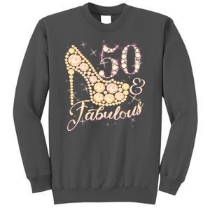 Fabulous & 50 Sparkly Heel 50th Birthday Tall Sweatshirt