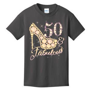 Fabulous & 50 Sparkly Heel 50th Birthday Kids T-Shirt