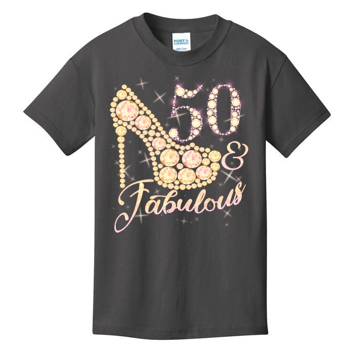 Fabulous & 50 Sparkly Heel 50th Birthday Kids T-Shirt