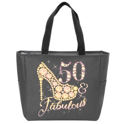 Fabulous & 50 Sparkly Heel 50th Birthday Zip Tote Bag