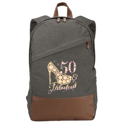 Fabulous & 50 Sparkly Heel 50th Birthday Cotton Canvas Backpack