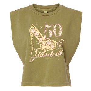 Fabulous & 50 Sparkly Heel 50th Birthday Garment-Dyed Women's Muscle Tee