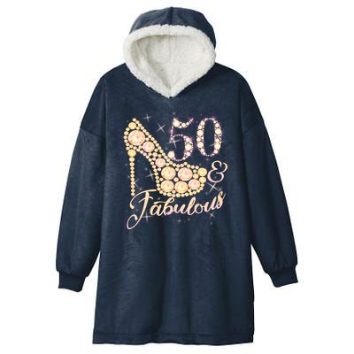 Fabulous & 50 Sparkly Heel 50th Birthday Hooded Wearable Blanket