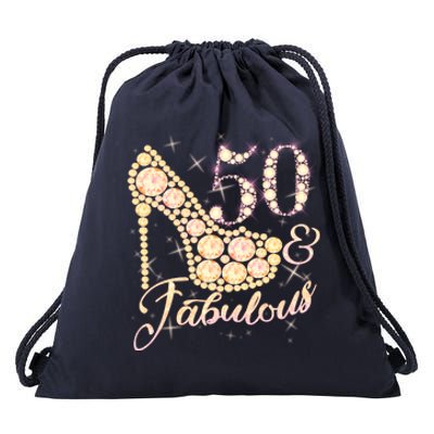 Fabulous & 50 Sparkly Heel 50th Birthday Drawstring Bag