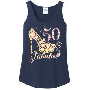 Fabulous & 50 Sparkly Heel 50th Birthday Ladies Essential Tank