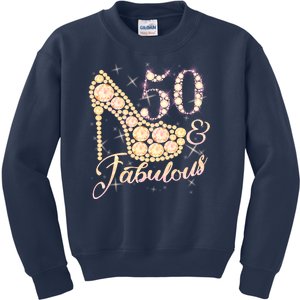 Fabulous & 50 Sparkly Heel 50th Birthday Kids Sweatshirt