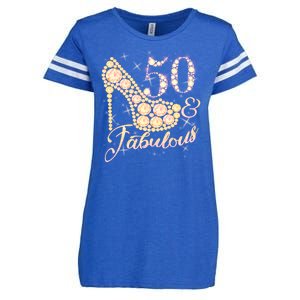 Fabulous & 50 Sparkly Heel 50th Birthday Enza Ladies Jersey Football T-Shirt