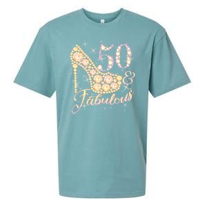 Fabulous & 50 Sparkly Heel 50th Birthday Sueded Cloud Jersey T-Shirt