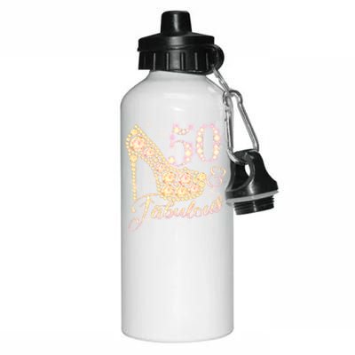 Fabulous & 50 Sparkly Heel 50th Birthday Aluminum Water Bottle