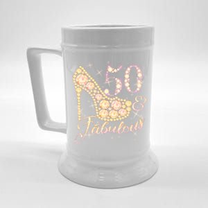 Fabulous & 50 Sparkly Heel 50th Birthday Beer Stein