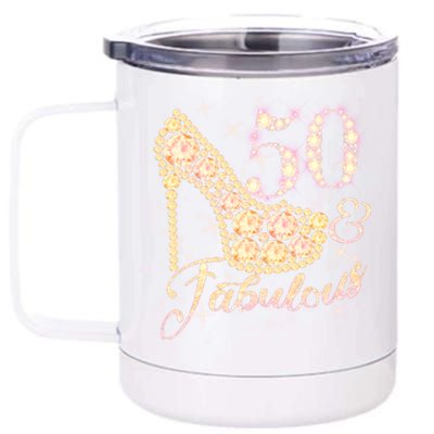 Fabulous & 50 Sparkly Heel 50th Birthday 12 oz Stainless Steel Tumbler Cup