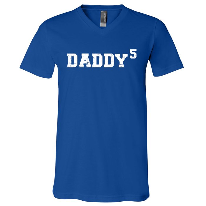 Fifth 5th Time Daddy Dad Of Five Father's Day Gift V-Neck T-Shirt