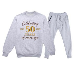 Funny 50 Years Of Marriage 1973 50th Wedding Anniversary Premium Crewneck Sweatsuit Set