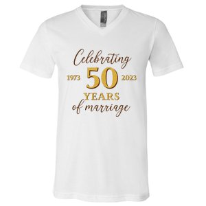 Funny 50 Years Of Marriage 1973 50th Wedding Anniversary V-Neck T-Shirt