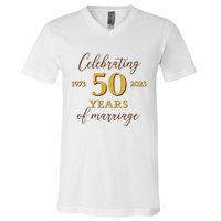 Funny 50 Years Of Marriage 1973 50th Wedding Anniversary V-Neck T-Shirt