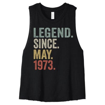 Funny 50 Year Old May 1973 Vintage Retro 50th Birthday Gift Women's Racerback Cropped Tank