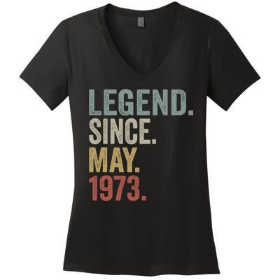 Funny 50 Year Old May 1973 Vintage Retro 50th Birthday Gift Women's V-Neck T-Shirt