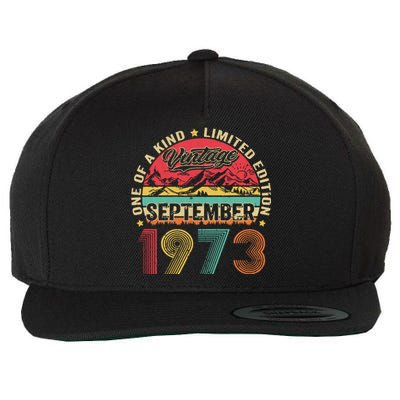 Funny 50 Year Old September 1973 Vintage Retro 50th Birthday Wool Snapback Cap