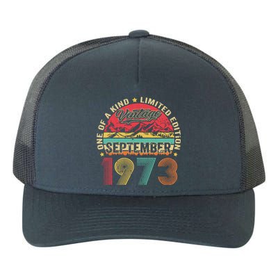 Funny 50 Year Old September 1973 Vintage Retro 50th Birthday Yupoong Adult 5-Panel Trucker Hat