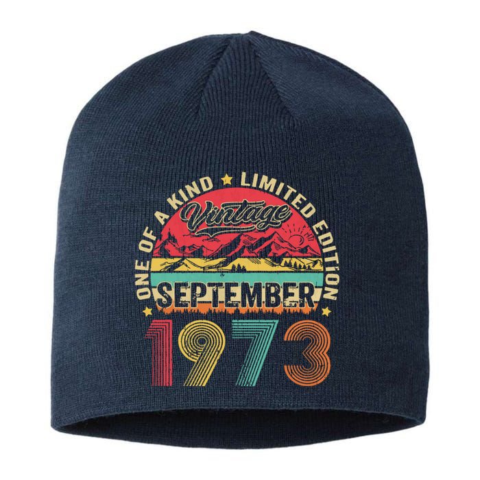 Funny 50 Year Old September 1973 Vintage Retro 50th Birthday Sustainable Beanie