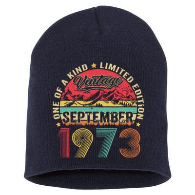 Funny 50 Year Old September 1973 Vintage Retro 50th Birthday Short Acrylic Beanie