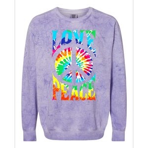 Funny 60s 70s Tie Dye Peace Hand Sign Hippie Colorblast Crewneck Sweatshirt