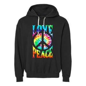 Funny 60s 70s Tie Dye Peace Hand Sign Hippie Garment-Dyed Fleece Hoodie