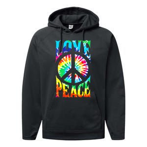 Funny 60s 70s Tie Dye Peace Hand Sign Hippie Performance Fleece Hoodie