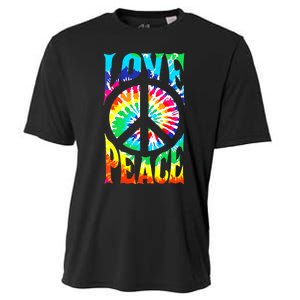 Funny 60s 70s Tie Dye Peace Hand Sign Hippie Cooling Performance Crew T-Shirt