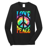 Funny 60s 70s Tie Dye Peace Hand Sign Hippie Long Sleeve Shirt