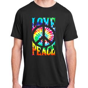 Funny 60s 70s Tie Dye Peace Hand Sign Hippie Adult ChromaSoft Performance T-Shirt