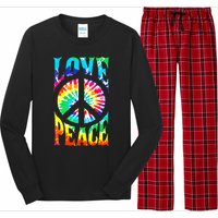 Funny 60s 70s Tie Dye Peace Hand Sign Hippie Long Sleeve Pajama Set