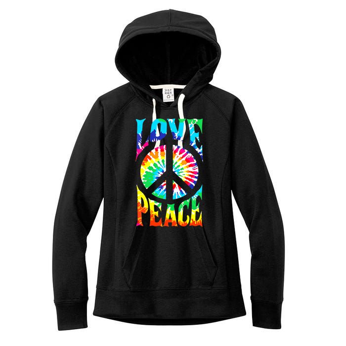 Funny 60s 70s Tie Dye Peace Hand Sign Hippie Women's Fleece Hoodie