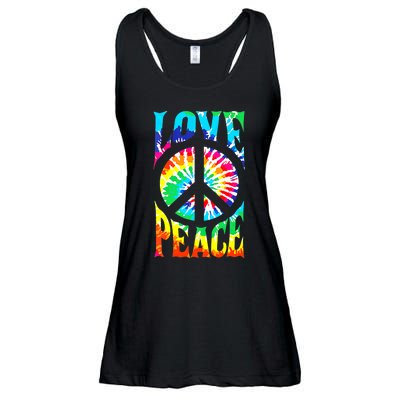 Funny 60s 70s Tie Dye Peace Hand Sign Hippie Ladies Essential Flowy Tank