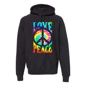 Funny 60s 70s Tie Dye Peace Hand Sign Hippie Premium Hoodie