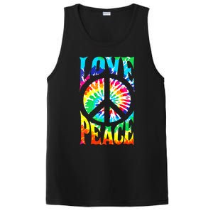 Funny 60s 70s Tie Dye Peace Hand Sign Hippie PosiCharge Competitor Tank