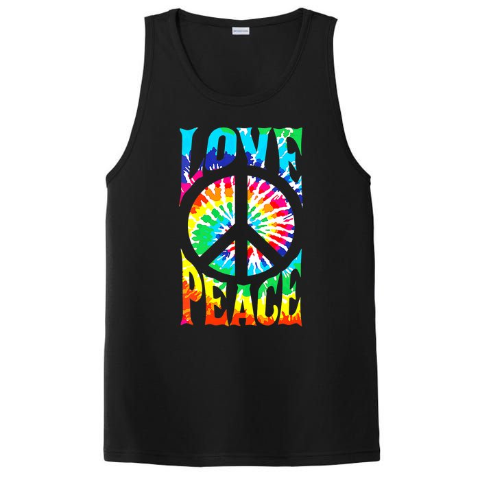 Funny 60s 70s Tie Dye Peace Hand Sign Hippie PosiCharge Competitor Tank